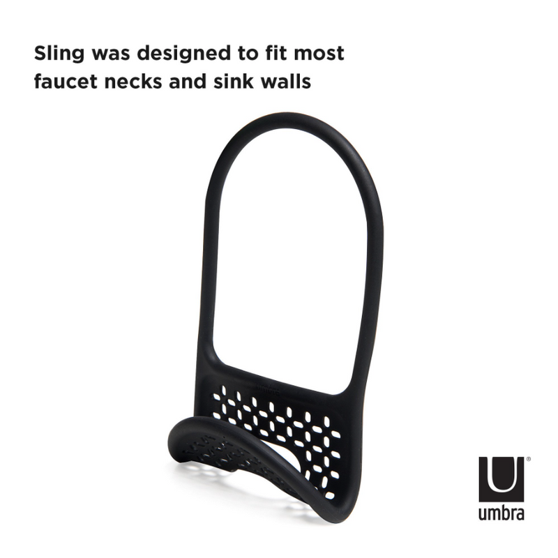 SLING SINK CADDY designed to fit most faucets and sink walls, by Umbra.
