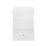An Umbra Magino Stool With Magazine Rack - Clear Acrylic on a white background.