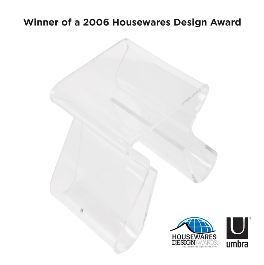 Magino stool side profile with the 2006 Housewares Design Award logo