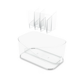 A glamorous Umbra GLAM COSMETIC ORGANIZER - Clear with a tray on top.