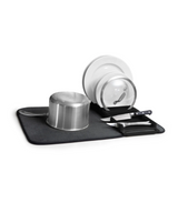 A set of silverware and utensils arranged on an Umbra UDRY DRYING MAT - Black.