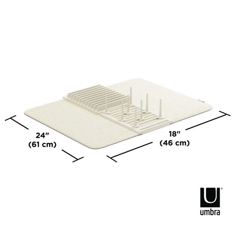 A diagram of the dimensions for the Umbra UDRY PEG DRYING RACK WITH MAT.