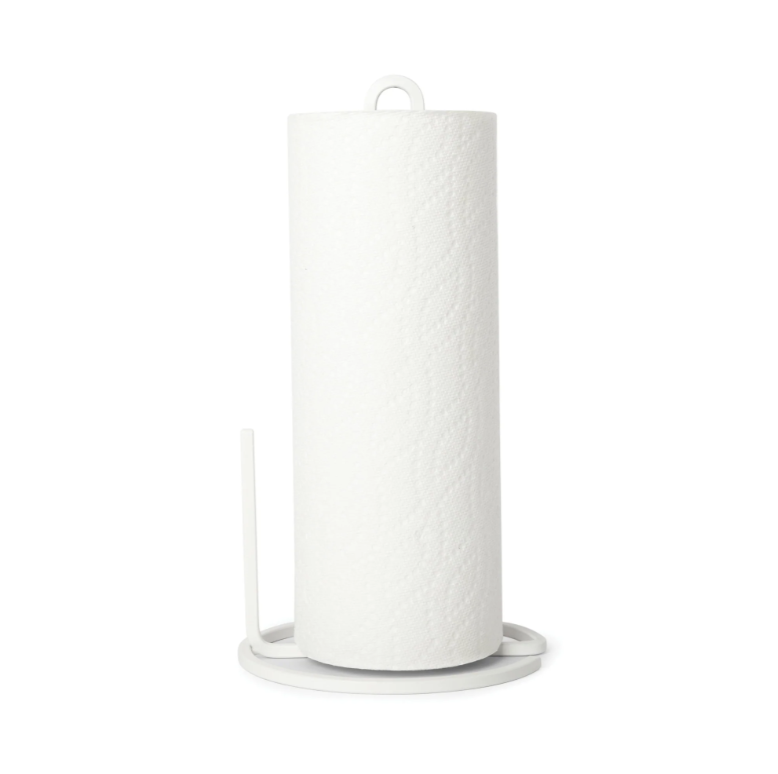 An Umbra SQUIRE COUNTERTOP PAPER TOWEL HOLDER on a stand.