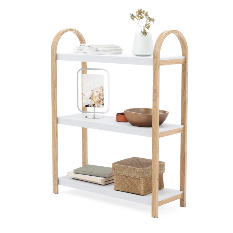 Umbra Bellwood three tier shelf styled in an entryway
