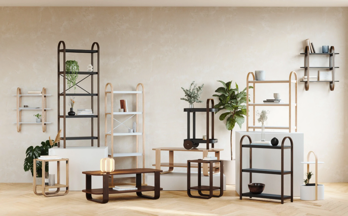 Umbra Bellwood three tier shelf styled with plants