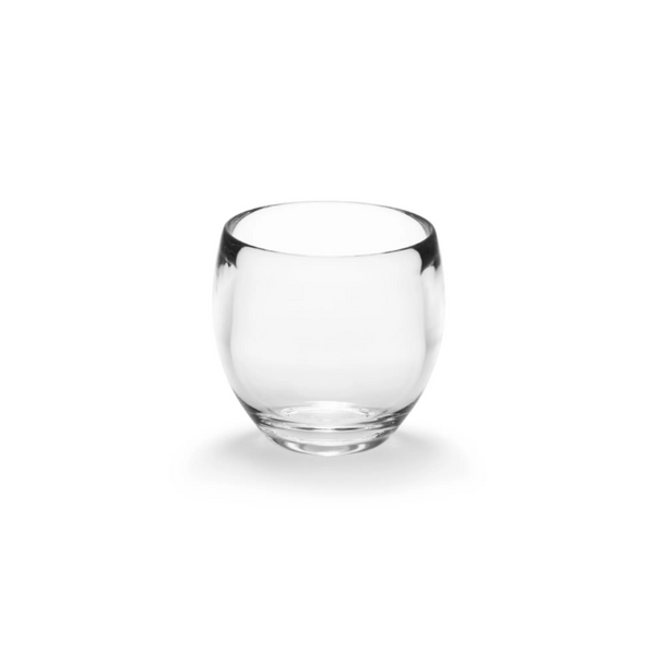 An elegant DROPLET TUMBLER/TOOTHBRUSH HOLDER - CLEAR featuring sleek design from the Umbra Design Bath Accessory Collection, placed on a pristine white background.