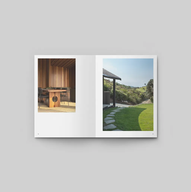 Cape to Bluff book spread featuring a striking Aotearoa New Zealand house