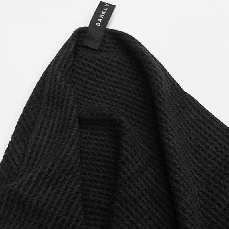 A minimalist design, Barkly Basics Microfibre Tea Towel - Black on a white surface.