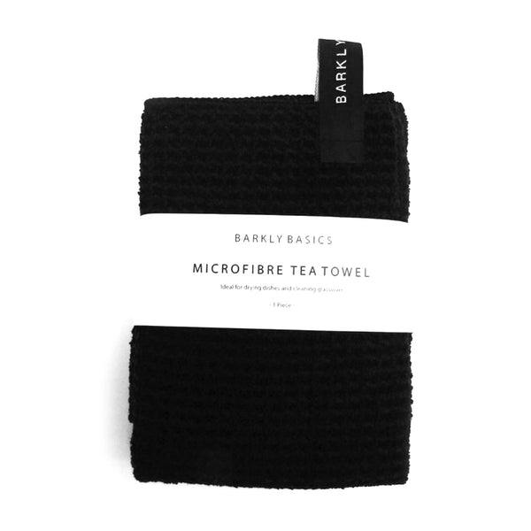 Minimalist Black Microfibre Tea Towel by Barkly Basics.