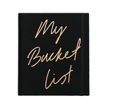 A black journal with the words 'My BUCKETLIST' by AXEL & ASH.