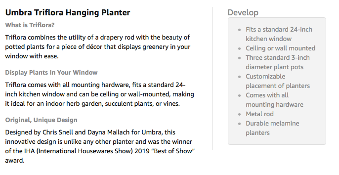 A screen shot of the Umbra TRIFLORA HANGING PLANTERS - White / Brass, perfect for indoor plants beside a window.