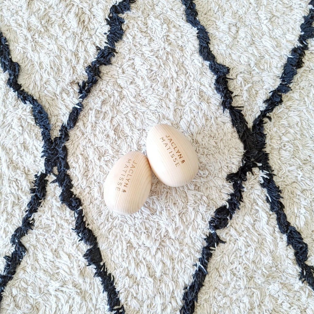 Jaclyn & Matisse Wooden Egg Shakers – Pair of Natural Musical Instruments