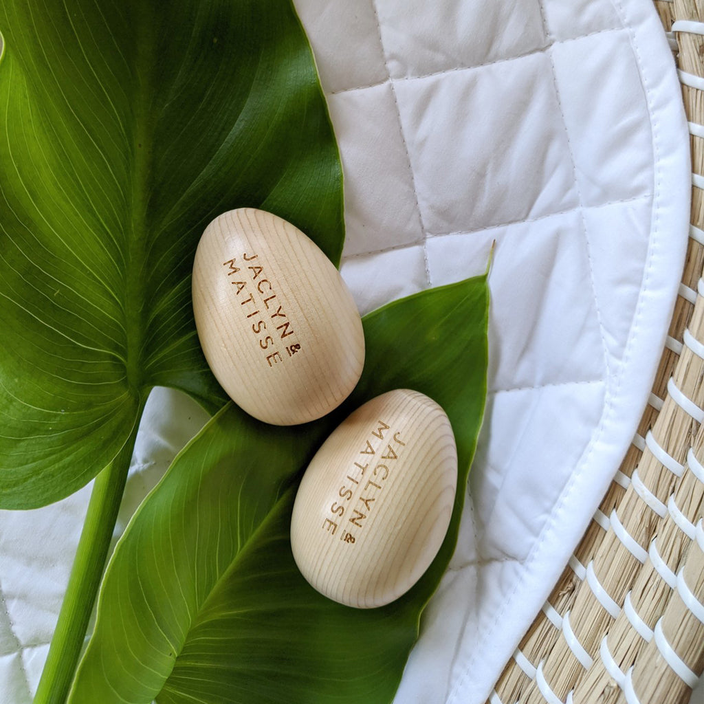 Jaclyn & Matisse Wooden Egg Shakers – Pair of Natural Musical Instruments