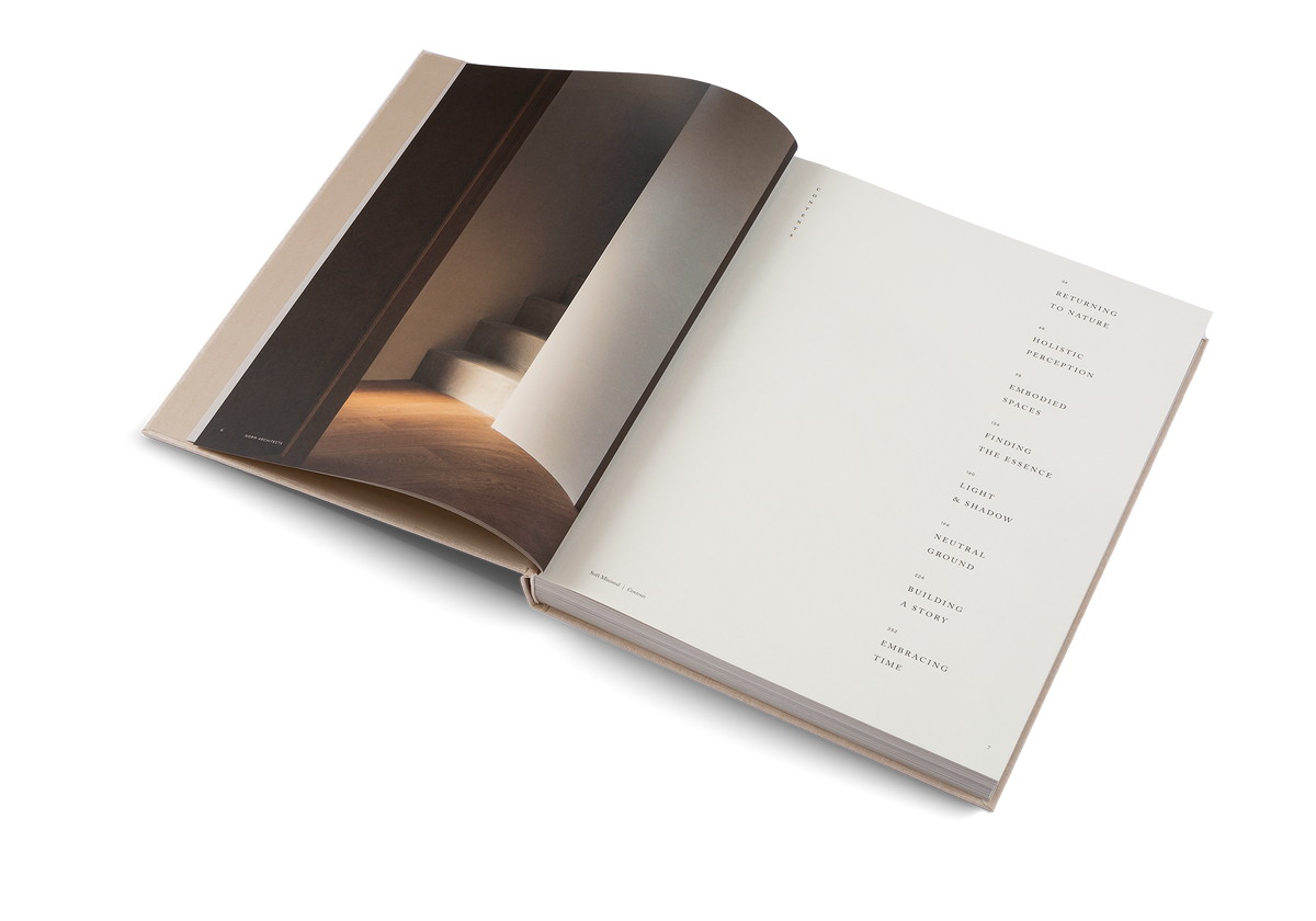 Soft Minimal open at a moody photograph of a warm interior corner facing a contents list