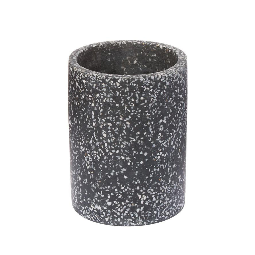 Terrazzo Vessel, Black Polystone Vase and Storage