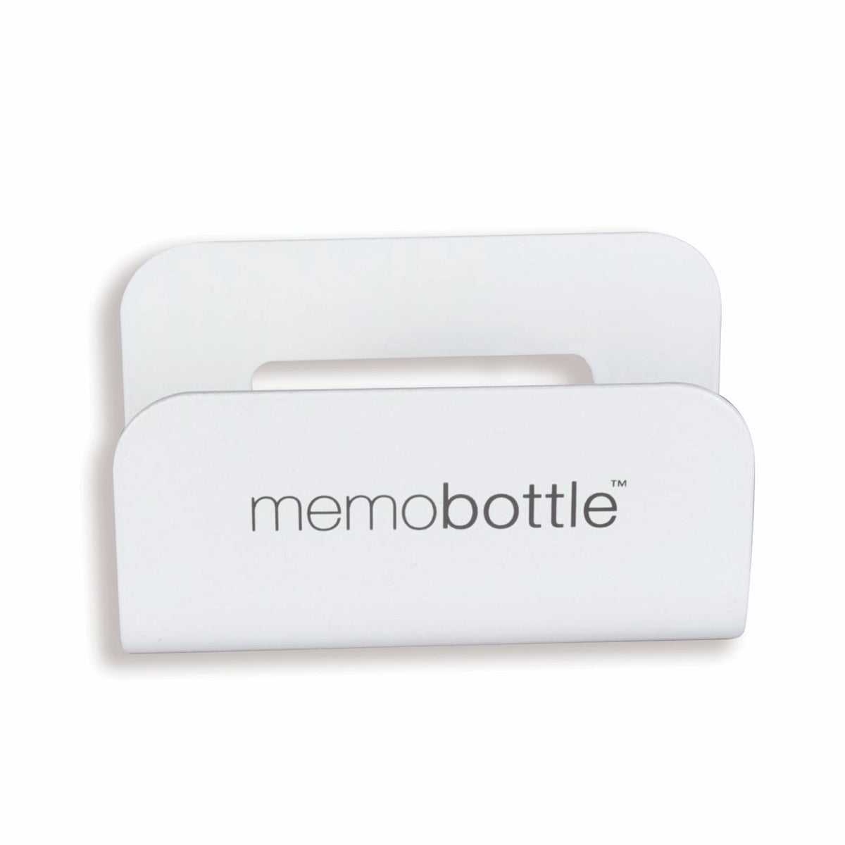 White Memobottle desk stand shown on its own against a white background