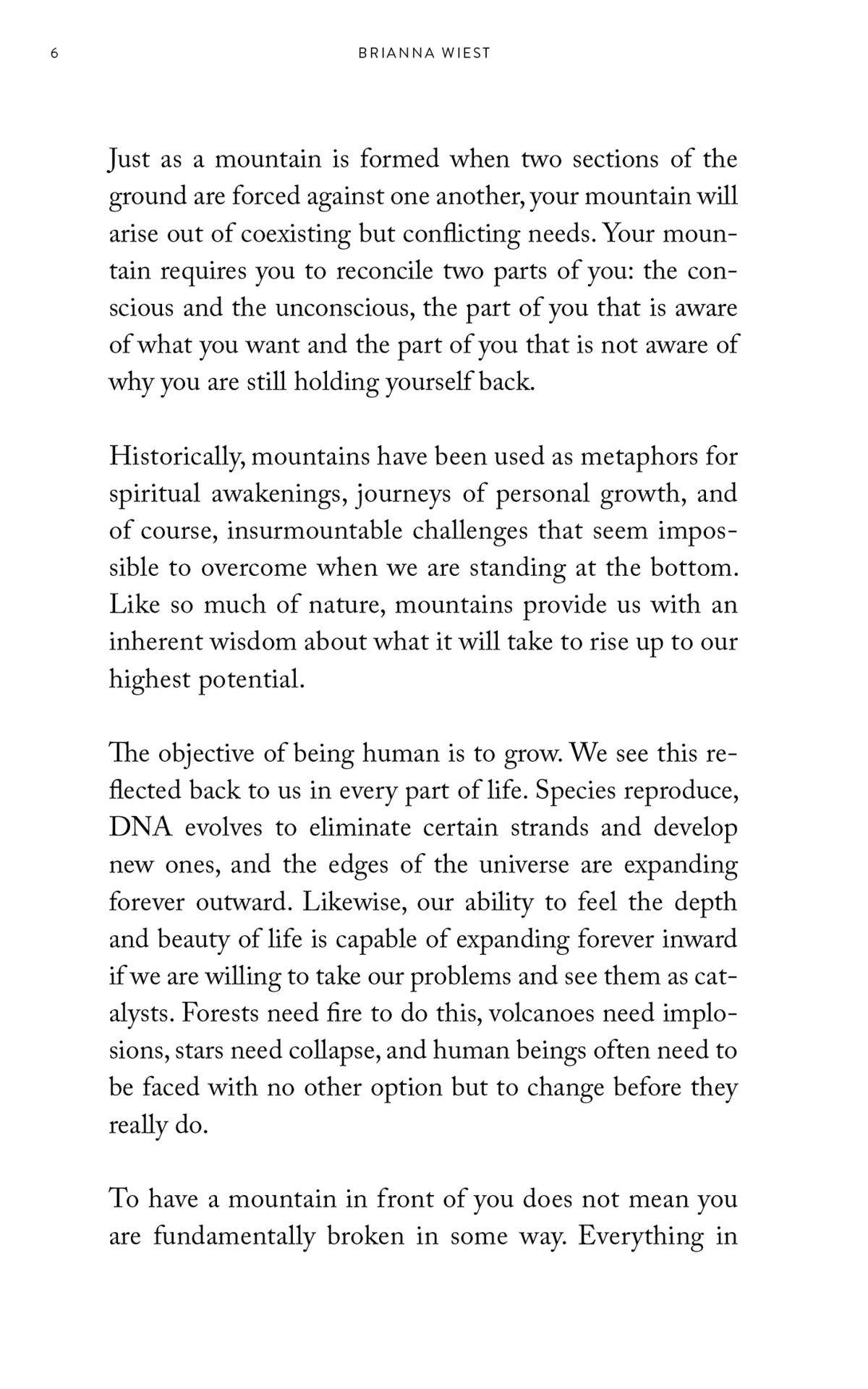 Black and white text page from The Mountain Is You by Brianna Wiest