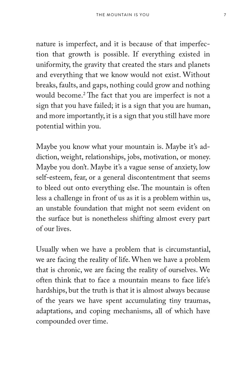 A page with an image of "The Mountain Is You | Brianna Wiest" by Thought Catalog.
