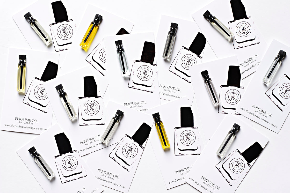 A collection of JETT business cards, inspired by Black Orchid (Tom Ford) and infused with the fragrance of perfume oils, from The Perfume Oil Company.