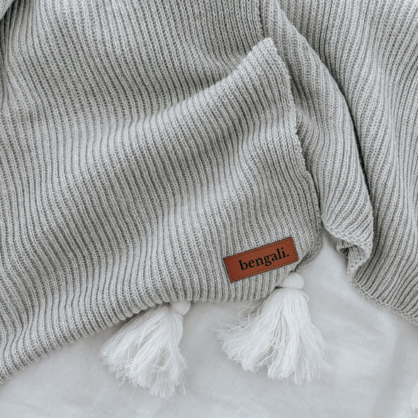 A Ribbed Tassel Throw | Grey from Bengali Collections made of cotton.