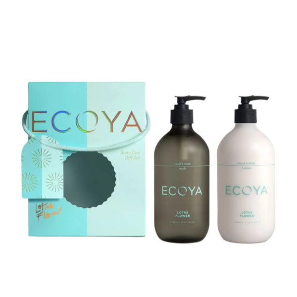 Ecoya Limited Edition | Lotus Flower Body Duo Gift Set - featuring the soothing aroma of vanilla and the earthy notes of patchouli. Perfect for indulging in the delicate scent of lotus flower.