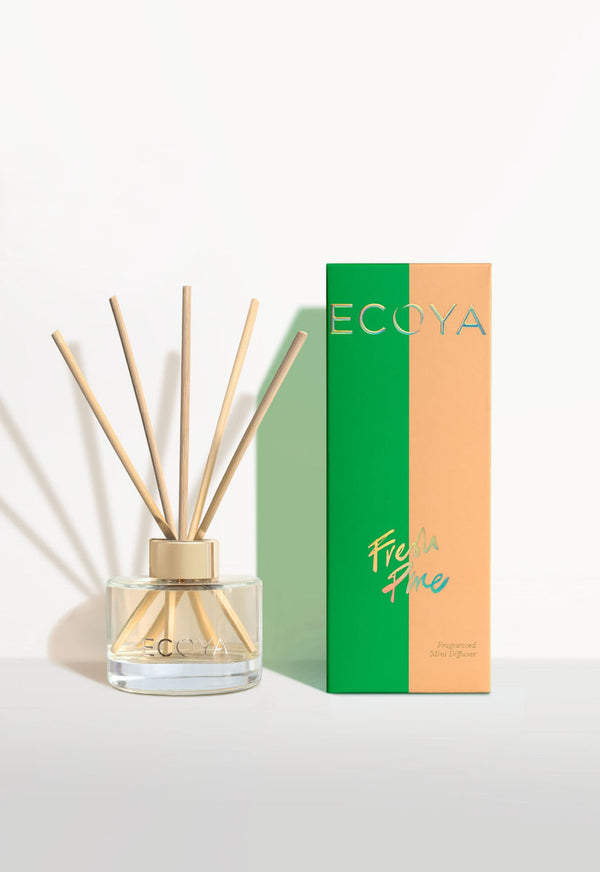 Ecoya Limited Edition | Christmas: Fresh Pine Mini Diffuser with long-lasting fragrance, next to a box.