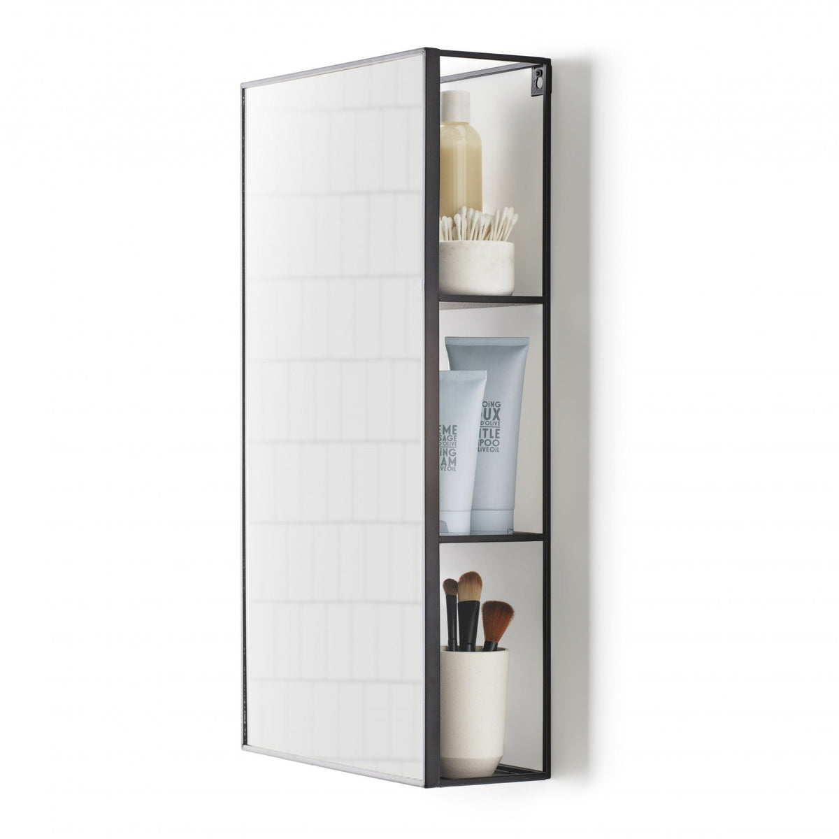 Umbra Cubiko black mirror and storage unit combination