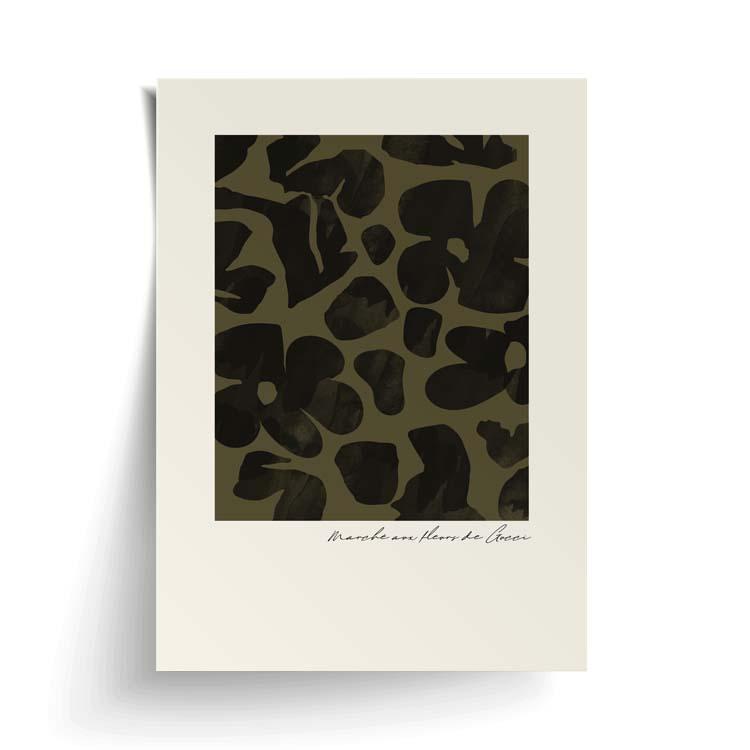 Flower Market Khaki print unframed, with a lifted corner