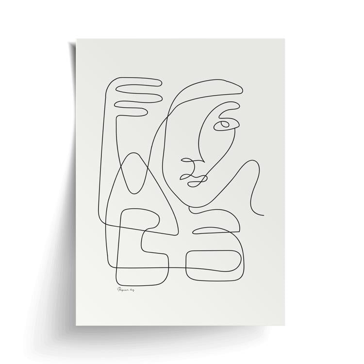 Abstract Faces print unframed, with a lifted corner