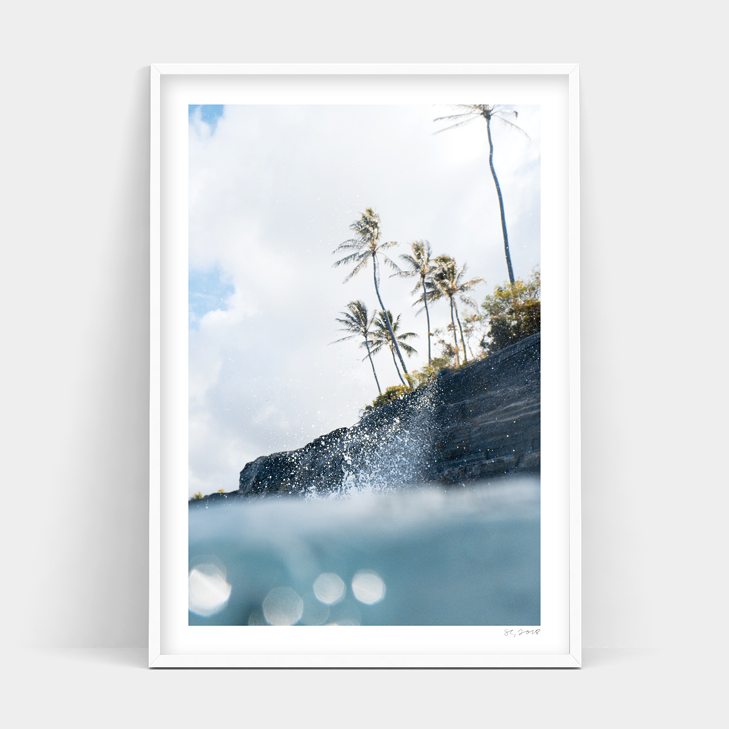 A framed BEACH SWELL print with palm trees, by Art Prints.