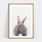 A grey Roger Rabbit Back print expertly framed in an Art Prints wooden frame.