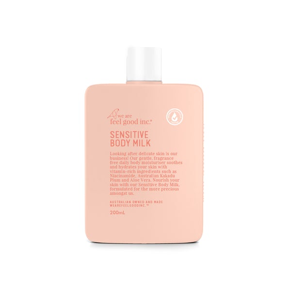 A We Are Feel Good Inc. Sensitive Body Milk on a white background.