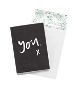 A luxe black envelope custom printed with the word "You." (Emma Kate Co Greeting Card)