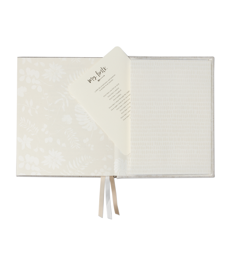 A Little Dreamer | Baby Journal with a white cover and a floral pattern by Emma Kate Co, perfect for baby showers.