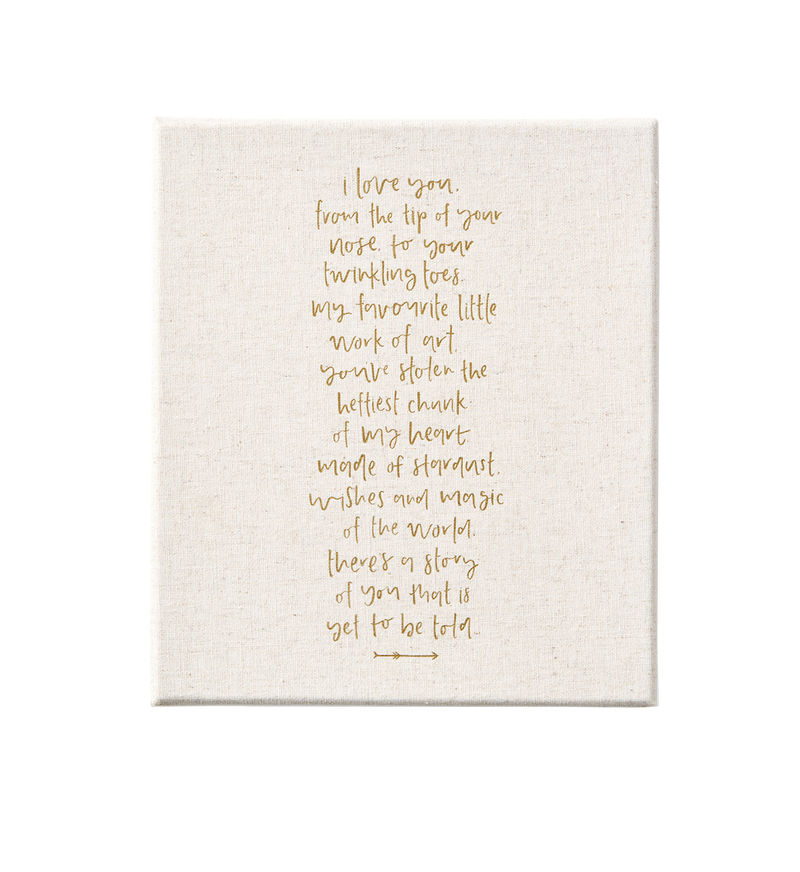 A nursery diary, the "Little Dreamer | Baby Journal | STARDUST" by Emma Kate Co., features a beige canvas with a poem on it.