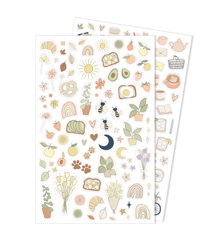 Illustrated Stickers Set | Daily Life | 2 Sheets