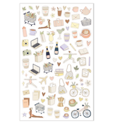 Illustrated Stickers Set | Daily Life | 2 Sheets