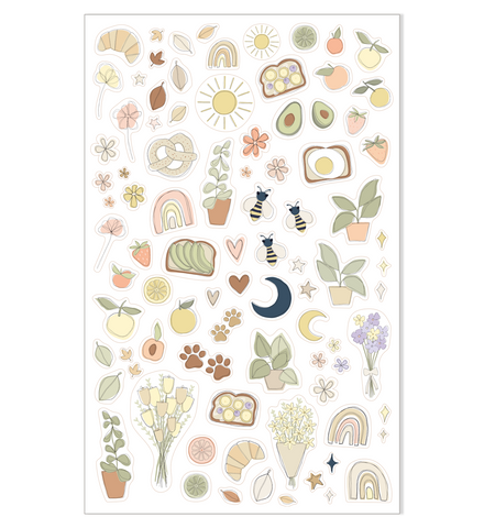 Illustrated Stickers Set | Daily Life | 2 Sheets