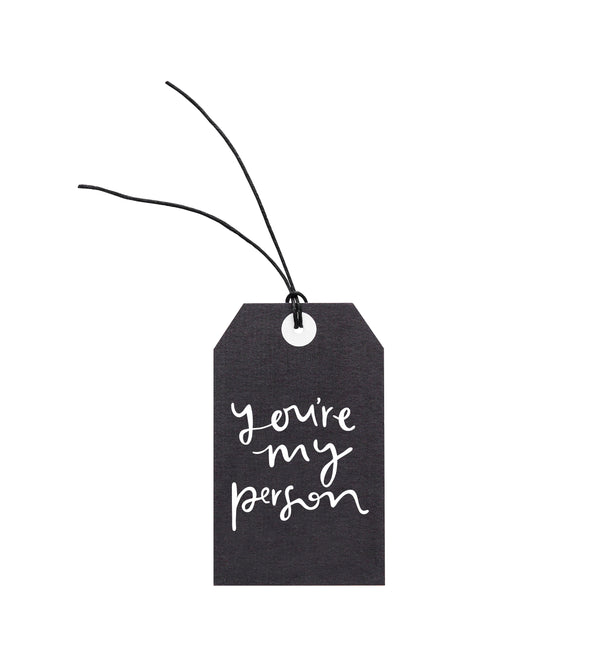 Description: This You're My Person - Gift Tag from Emma Kate Co is made with European hemp twine, showcasing our commitment to being environmentally responsible.
