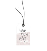 A carbon neutral Love You, Dad gift tag with the words love you doodle on it from Emma Kate Co.