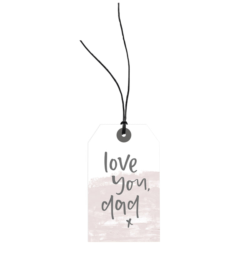 A carbon neutral Love You, Dad gift tag with the words love you doodle on it from Emma Kate Co.
