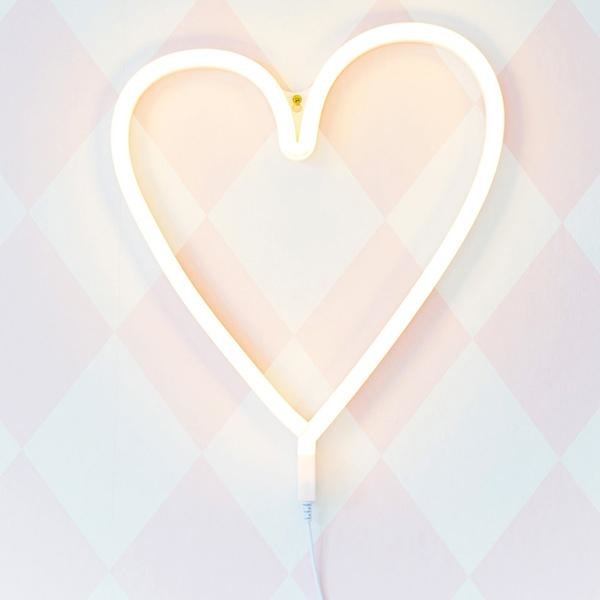 Heart neon LED light powered by USB cable