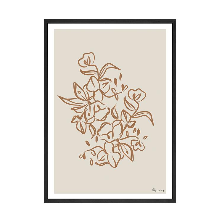 Painted Flower print in a black frame on white