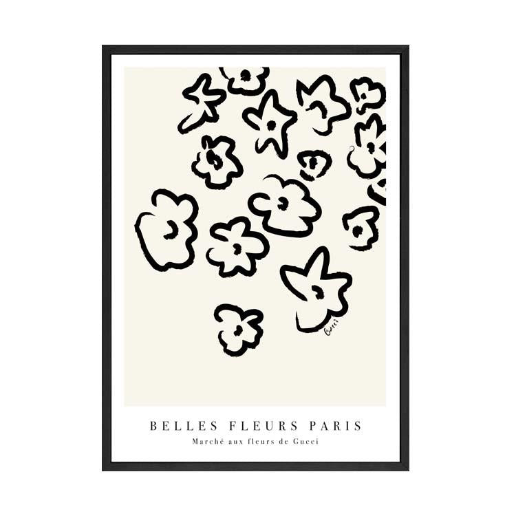 Fleurs Natural print in a black frame