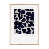 A blue and white floral print in a wooden frame, from the PAPIER HQ | GUCCI FLOWER MARKET PRINT NAVY collection by Art Prints, available for delivery.