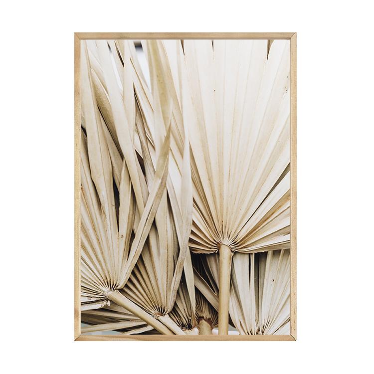 Dried Palm Leaves print in a natural wood frame