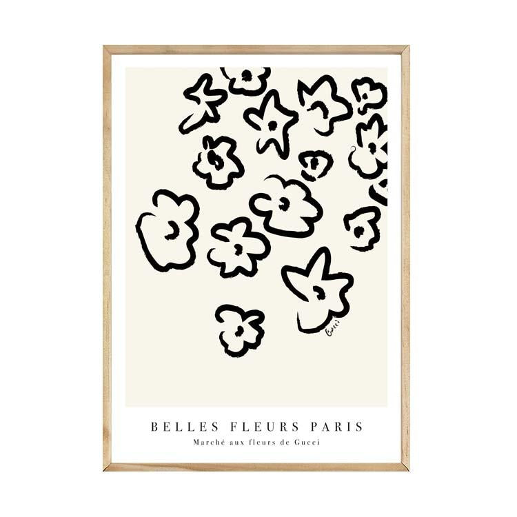 Fleurs Natural print in a natural timber frame