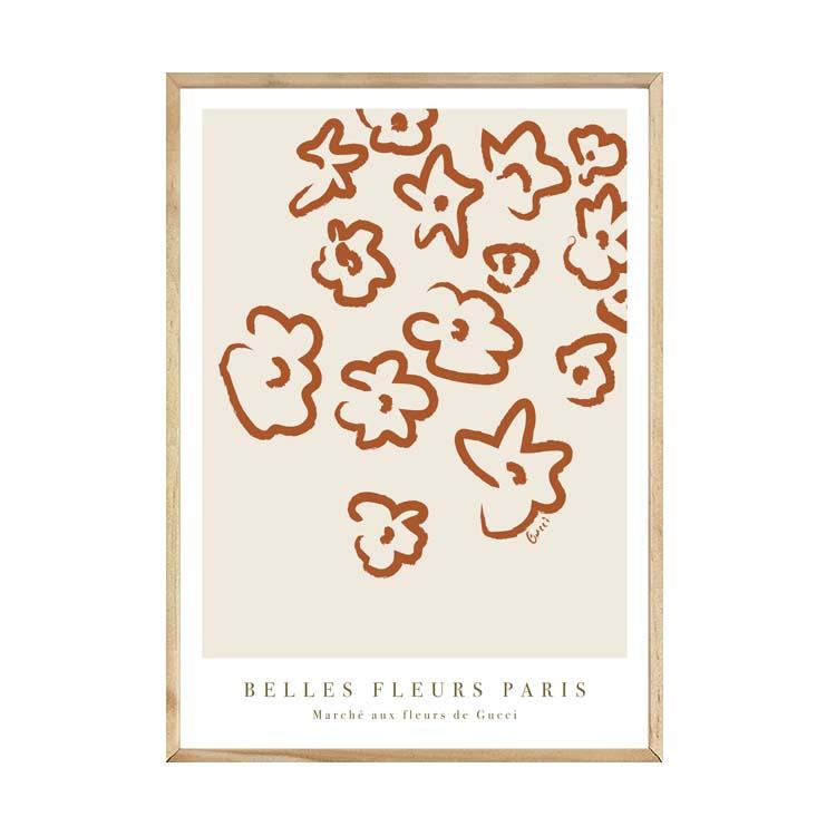 Fleurs Rust print in a natural timber frame