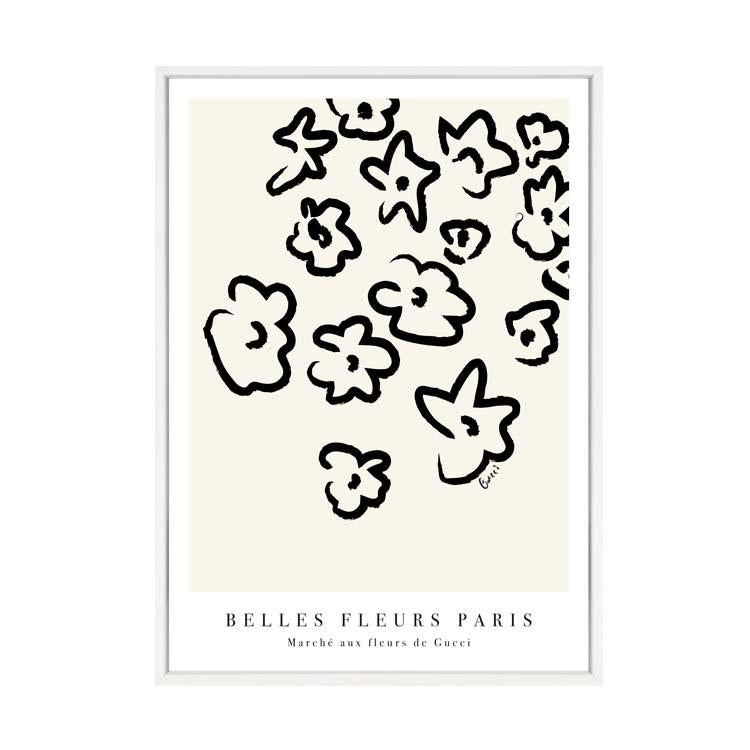Fleurs Natural print in a white frame