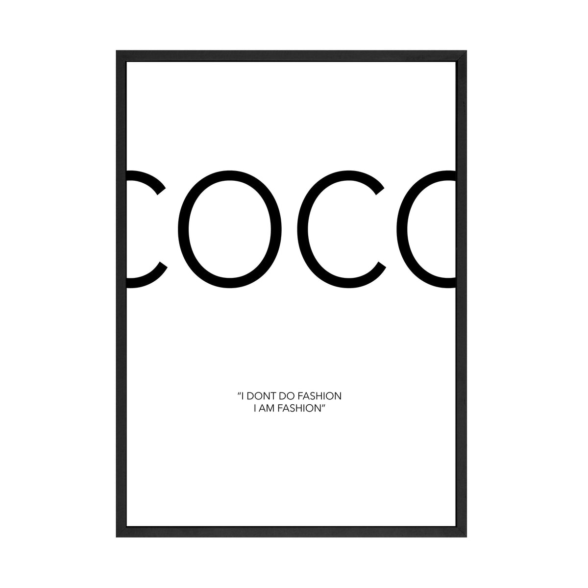 Coco print in a black frame on white